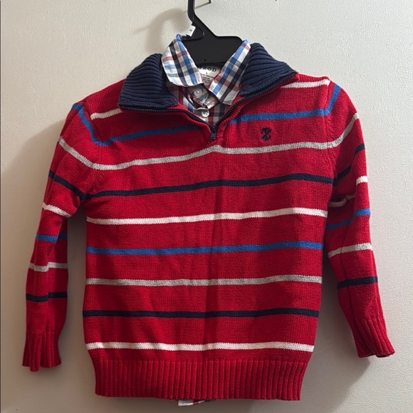 Izod Red Boy's sweater and shirt 5 - Picture 6 of 6